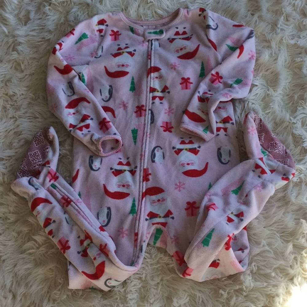 5/$25 Carters Xmas Santa footed pajamas full zip 5